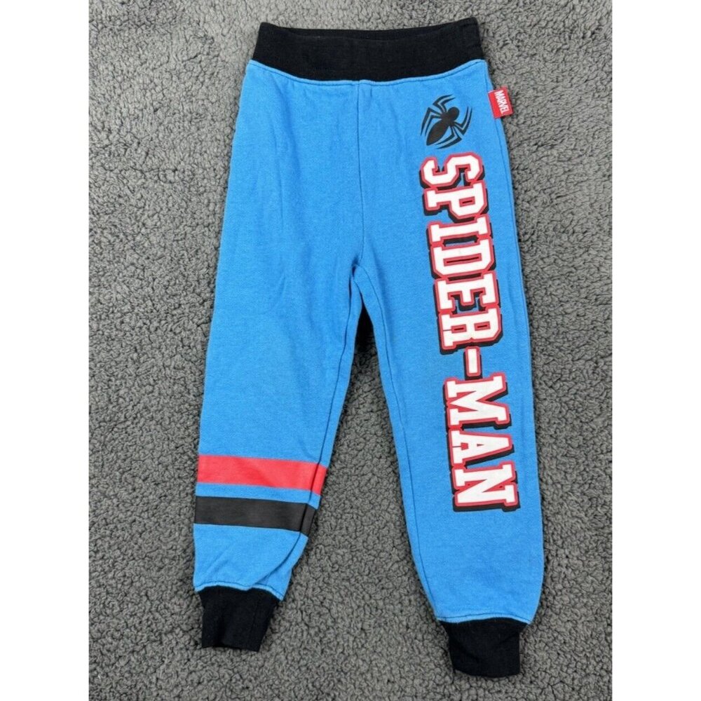 Disney Store Spider Man Marvel 2T 2 Sweat Pants Joggers Blue Stripe Elastic Pull